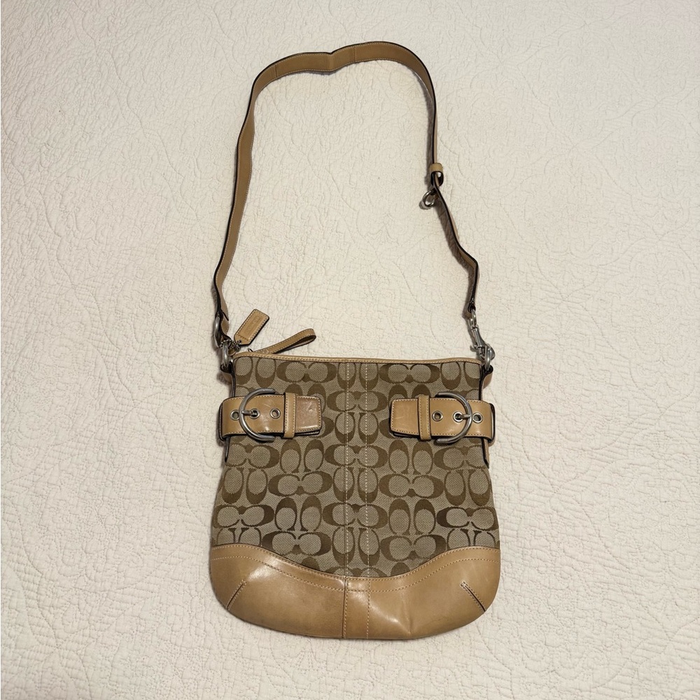 Authentic Vintage Coach SoHo Signature C Canvas/Leather Tan/Camel Crossbody Bag